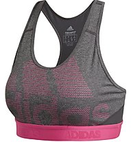 adidas Don't Rest Alphaskin - reggiseno sportivo a supporto medio - donna, Grey/Pink