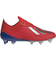 adidas X 18.1 SG - scarpe da calcio terreni morbidi, Red/Silver/Blue