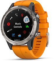 Garmin Fenix 5+ Sapphire Titan - GPS Multisport Smartwatch, Titan/Orange