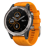 Garmin Fenix 5+ Sapphire Titan - orologio GPS multisport, Titan/Orange