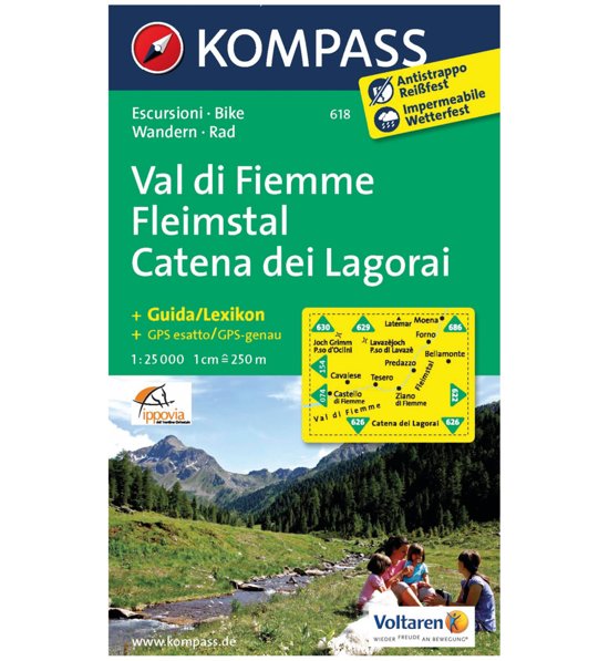Percorsi Mtb Lagorai Kompass Carta 618 Fleimstal, Lagorai
