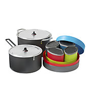 MSR Flex 4 Cook Set - set pentole e stoviglie da campeggio, Red/Blue/Green/Grey