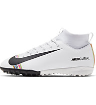 Nike CR7 SuperflyX 6 Academy TF Junior - scarpe da calcio per terreni duri- ragazzo, White/Black/Platinum