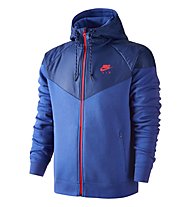Nike Fleece Windrunner giacca ibrida con cappuccio, Game Royal/HTR/Bright Crimson