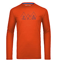 Ortovox 150 Merino Cool Ridge Print - Maglia a maniche lunghe trekking - uomo, Crazy Orange