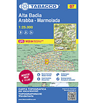 Tabacco Carta N.07 Alta Badia Arabba Marmolada - 1:25.000, Blue