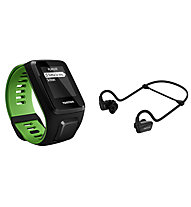 TOM TOM Runner 3 Cardio + Music + Bluetooth Headphones GPS-Uhr mit Kopfhörer, Black/Green