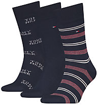 Tommy Hilfiger Giftbox Tommy Stripe 3P - lange Socken - Herren, Blue