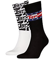 Tommy Jeans TJ 2P Tommy Flag - lange Socken - Herren, Black