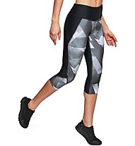 Under Armour Fly Fast Printed - pantaloni fitness 3/4 - donna, Black/Grey