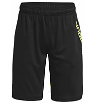 Under Armour Stunt 3.0 Printed J - pantaloni fitness - ragazzo, Black/Yellow