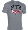 Under Armour Tech PTH Stencil T-Shirt, Steel Grey/Black/Red